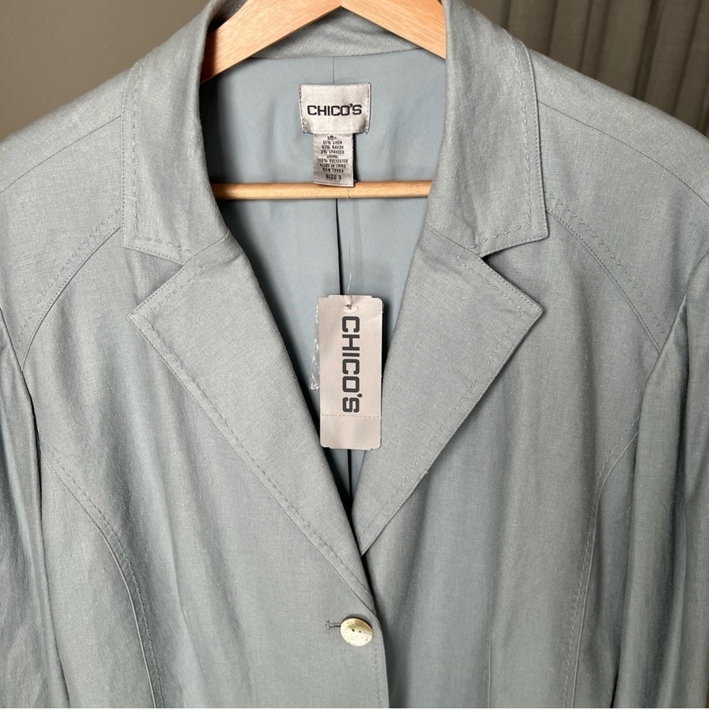 Chico’s Captiva Isle Trentino Jacket Light Blue Size 3 NWT $128 - Picture 4 of 15